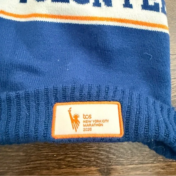 New York City Marathon Blue and White Pom-Pom Beanie from New Balance - Picture 2 of 4